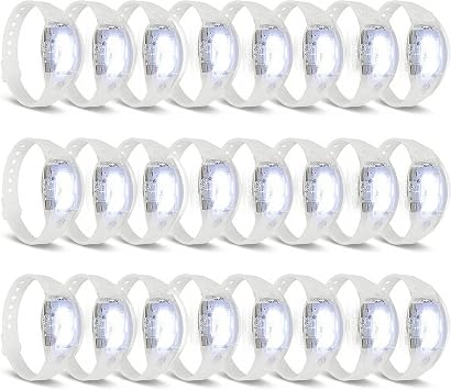 24 Pcs LED Bracelets Sound Activated Light Up Bracelets, Flashing LED Strobe Music Control Light Up Bracelets with Adjustable Buckle for Wedding, Carnival Parades,Concerts, Evening Ice-Skating Parties