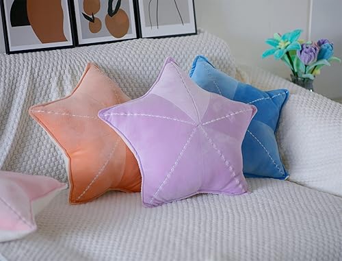 Miniatura 3 de LICHENHAO Almohada de suelo de concha de estrella de mar para sofá, almohada de lectura para automóvil (morado claro, 19.6 pulgadas)