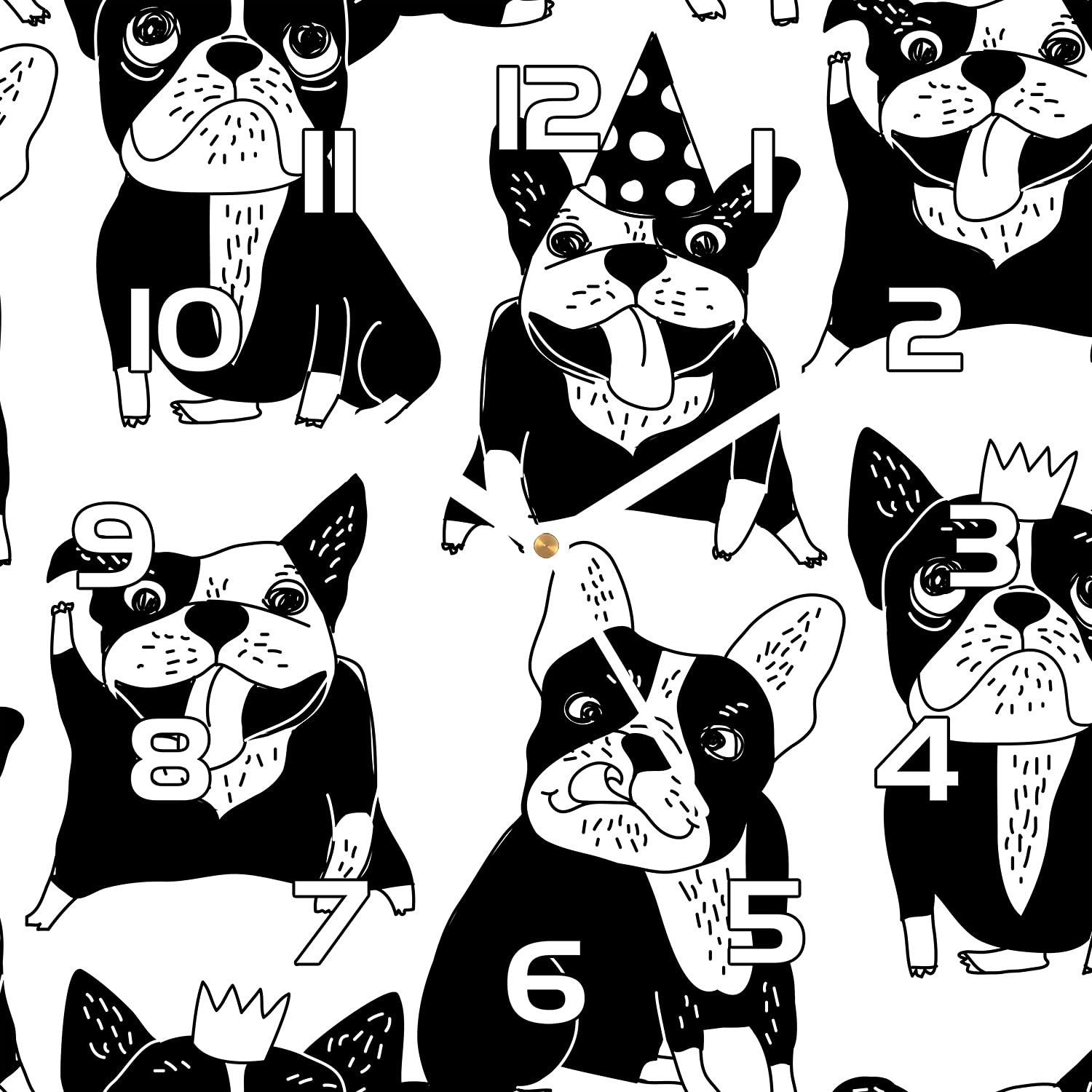 Horloge en verre 30x30 cm Happy Dogs Coloray pour salon