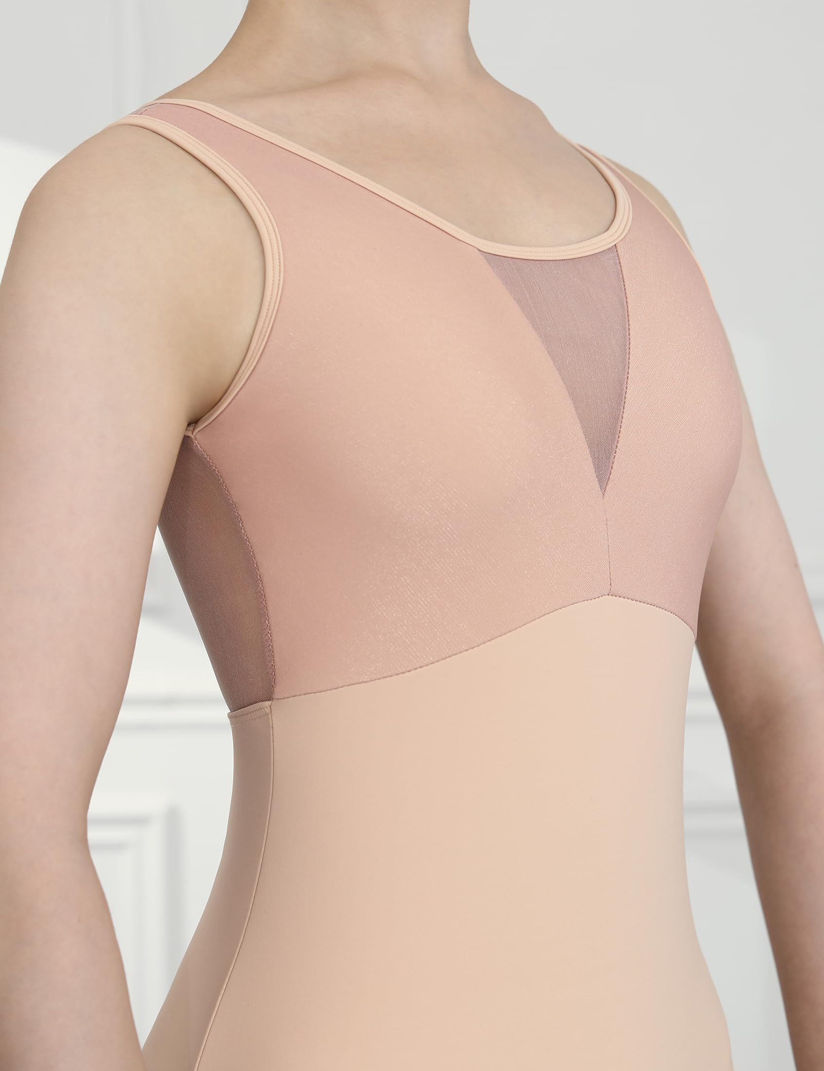 HROYL Femmes Débardeur Justaucorps de Ballet Danse Vêtements de Danse à dos Maille Creux Justaucorps de Gymnastique,C16