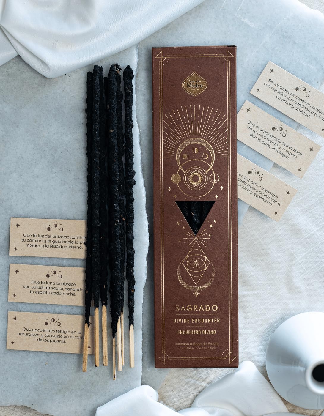 Sacred Encuentro Divino Sagrada Madre Incense Sticks, 6 Thick Handmade Sticks, Made in Argentina