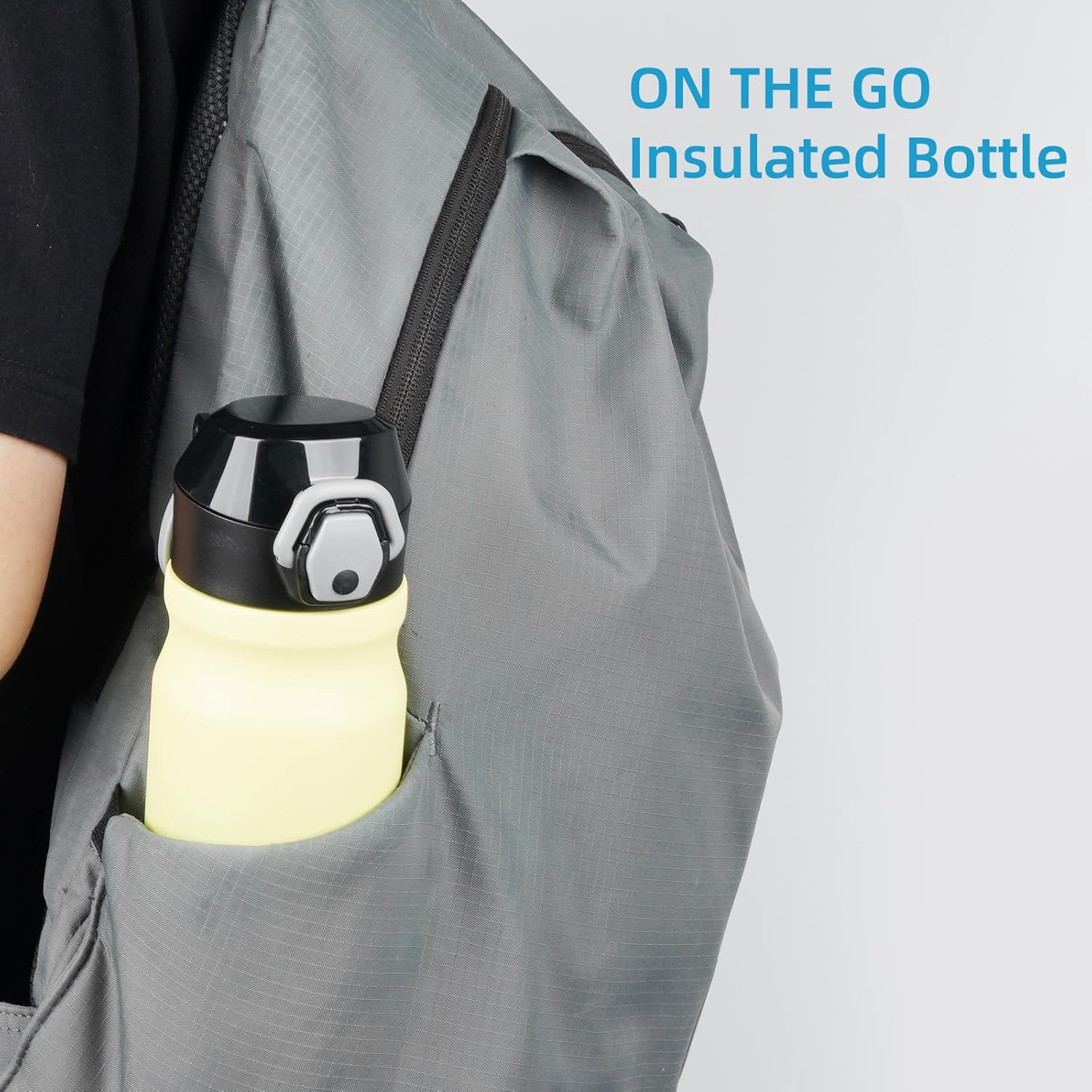 Insulated Water Bottle with Straw and Carry Loop,18 oz Stainless Steel Double Wall Vaccum Metal Water Flask with Leak-proof Lid,Lime - Image 6