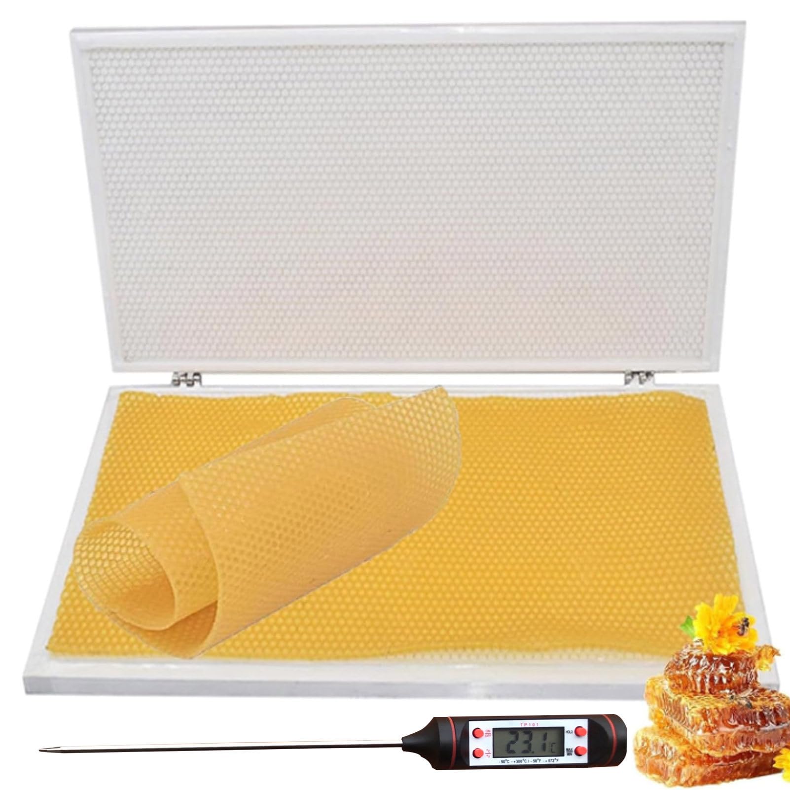 Oiyekntd Beeswax Foundation Sheet Machine, Silicone Mold for Stamping Beeswax, Wax Embossing and Foundation Production, Easy Demolding, Beekeeping Supplies, 4.8mm/5.3mm Eyes Comb 4.9mm