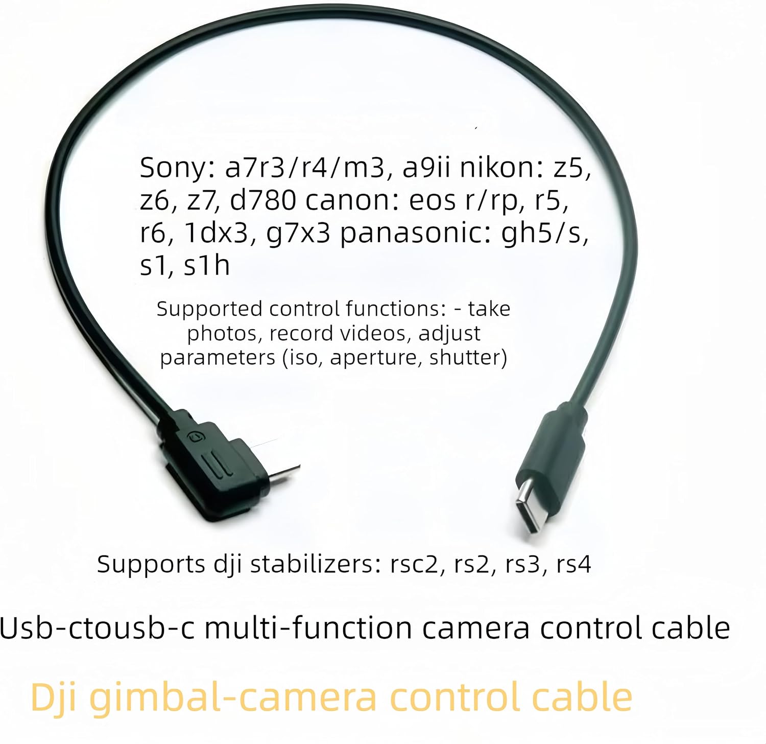 Camera Control Cable Cord,for DJI RS4 Pro, RS4 Mini, RS4, RS3 Pro, RS3, RS3 Mini, RSC2, RS2 Gimbal Stabilizer for Sony Canon Nikon Panasonic Fuji Olympus Camera USB Type C to Type C Right Angle Multi