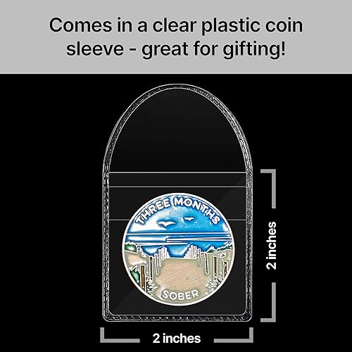 Miniatura 7 de Ficha de 3 Meses de Sobriedad  Ficha de Sobriedad de Tres Meses  Medallón No AA, Medallones No Religiosos para Hombres y Mujeres Celebrando la