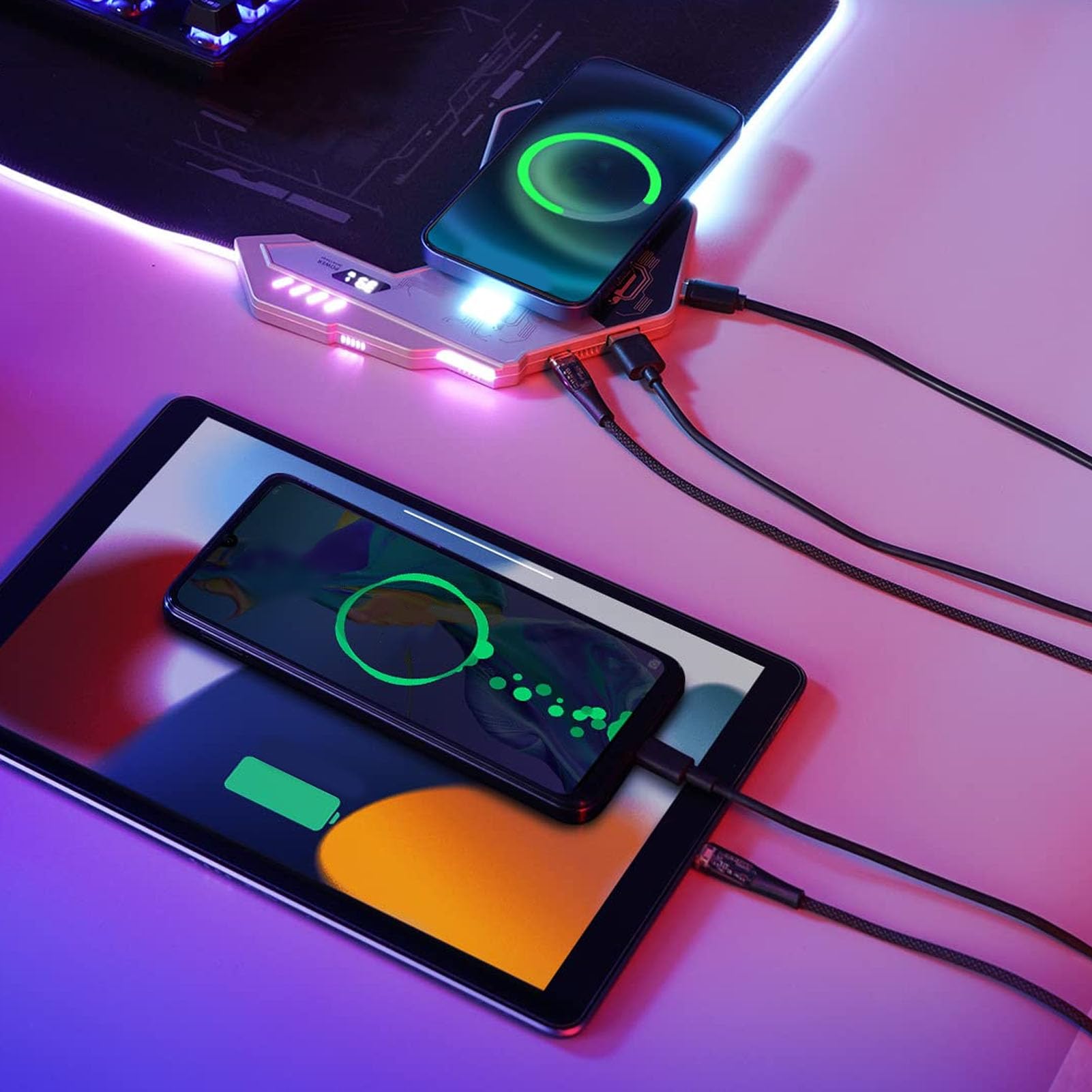 SIXRUN Tappetino Mouse Gaming RGB con Ricarica Wireless 15W, 31.5in