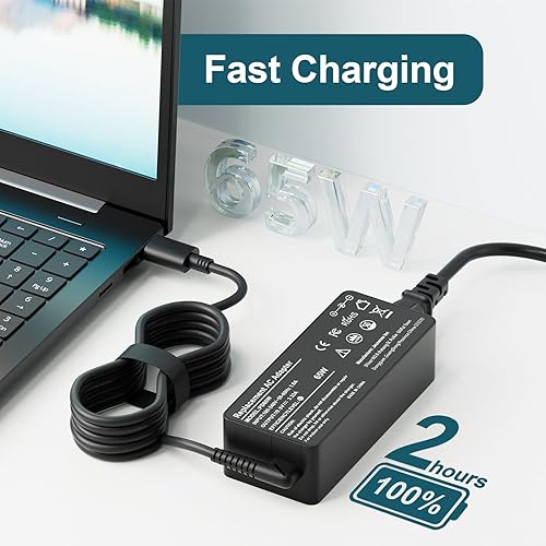 Miniatura 2 de USB-C 65W 45W AC cargador de repuesto para Lenovo ThinkPad T480 T490 T580 ADLX65YDC2A ADLX65YLC2D ADLX65YDC3A ADLX65YDC2D chromebook 2 generación