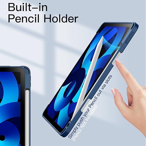 Miniatura 5 de JETech Funda para iPad Air 54 (20222020 de 54 generación de 10.9 pulgadas) con soporte para lápices, carcasa trasera transparente transparente,