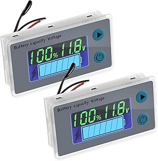 2 Pieces Battery Meter Monitor with Low Voltage Buzzer Alarm 10 - 100V Digital Battery Capacity Tester Battery Capacity Indicator Battery Meter Golf Cart Voltage Temperature Switch Meter Panel