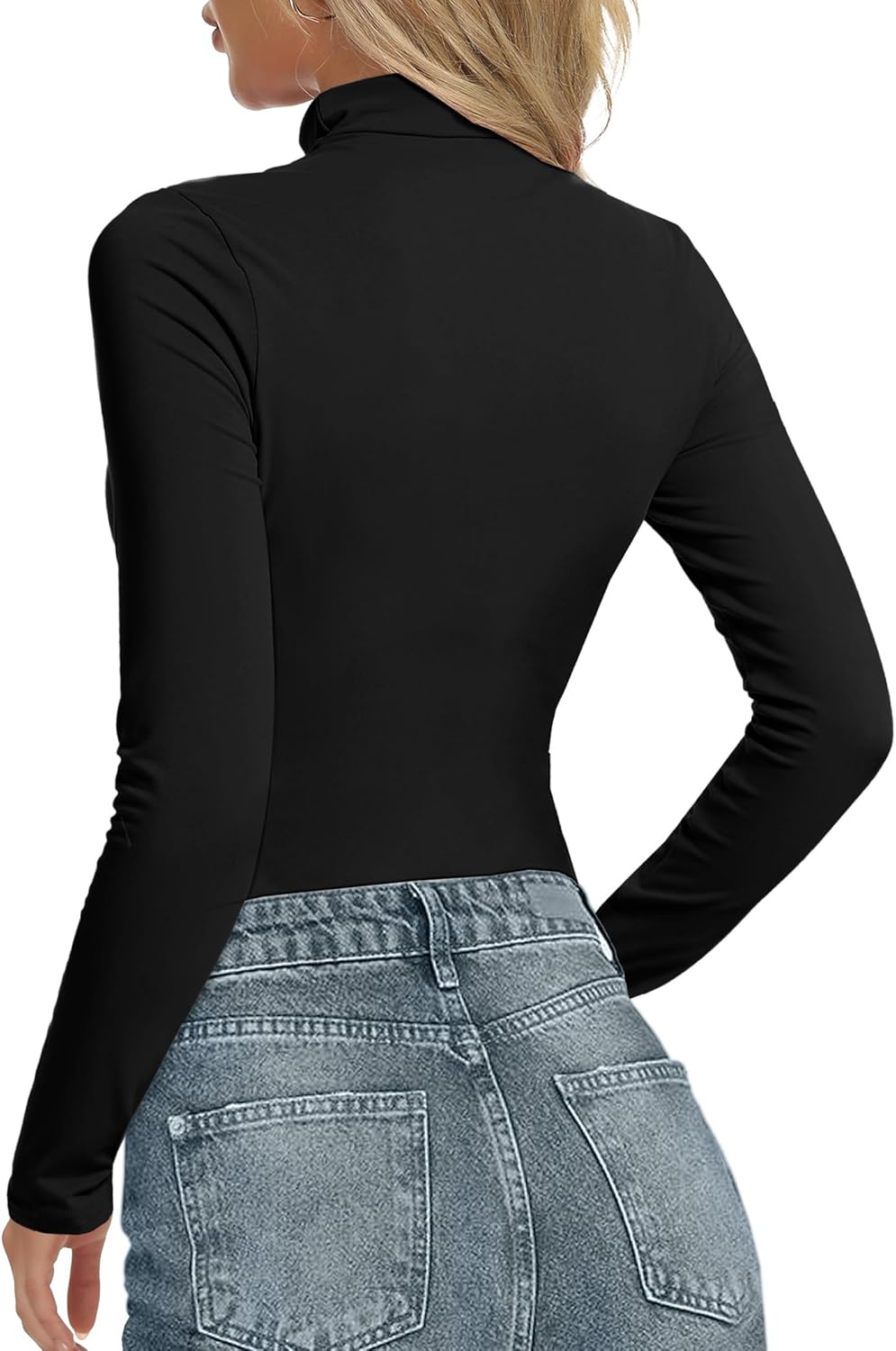 YOGINGO Women's Mock Turtle Neck Long Sleeve Bodysuits Fleece Lined Classic Going Out Body Suits Leotards for Women - Image 4