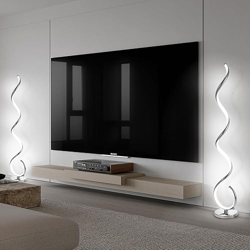 Miniatura 4 de Lámpara de pie LED en espiral para sala de estar, lámparas de pie modernas de 40 W con control remoto, 3 colores sin escalones, regulable, lámpara