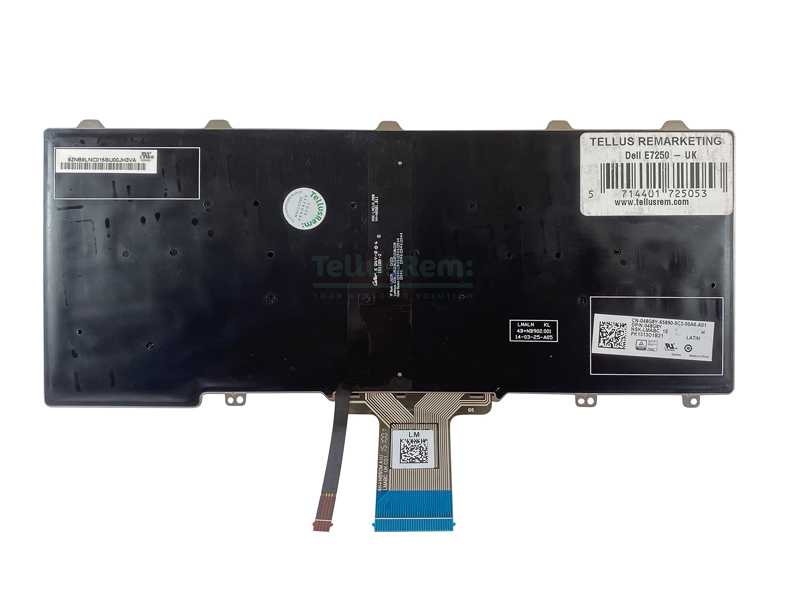 TellusRem UK Backlit Laptop Keyboard Replacement for Dell Latitude E7250, E5250, E5270