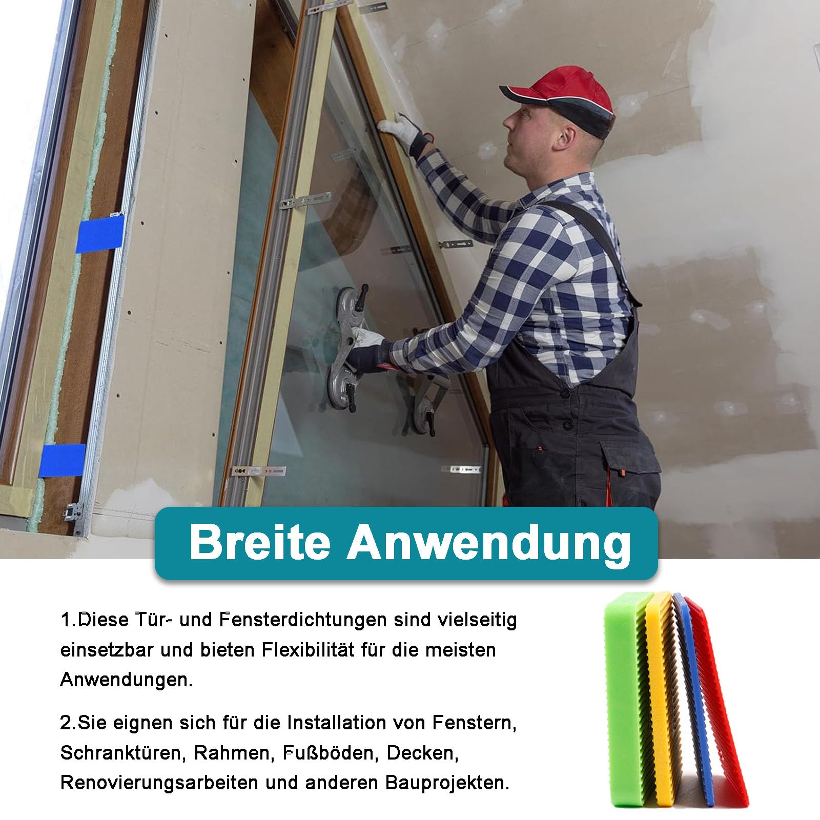 Unterlegplatten Kunststoff, 60 Stück Mehrfarbige Ausgleichsplatten aus Kunststoff, 60x40 mm Möbel Nivellierpads, 4 Stärke 1,5mm,3mm,5mm,10mm Unterlegplatten Sortiment, für Fenster, Türen