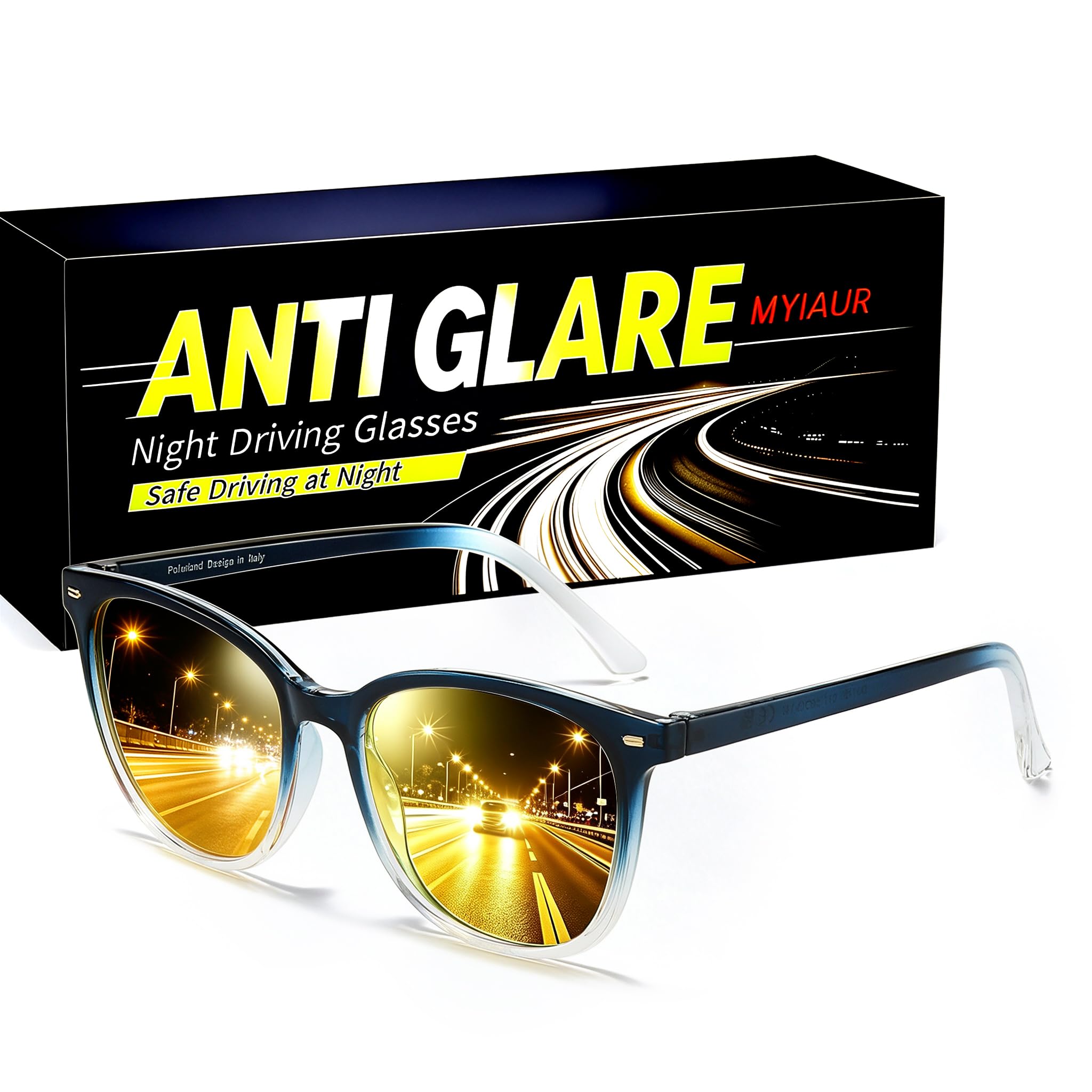 Myiaur Polarized Night Vision Glasses for Women, Anti-Glare Yellow Lens