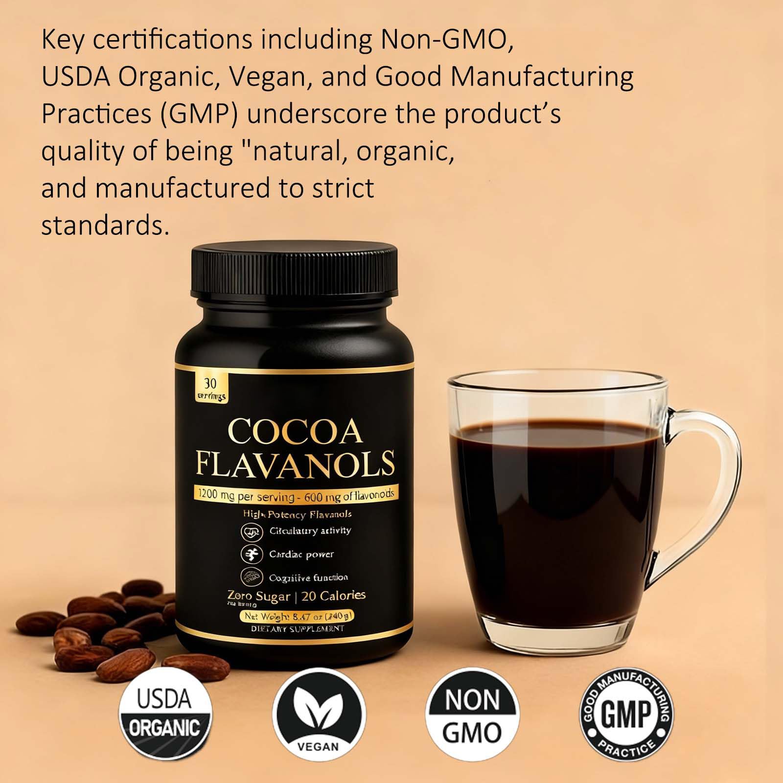 High Flavanol Cocoa Powder - 10X Concentrated Dark Cocoa Extract with Natural Flavonoids & Epicatechin, Plant-Based Superfood for Nitric Oxide and Wellness Support, Non-GMO Vegan Friendly — Amazon image 8