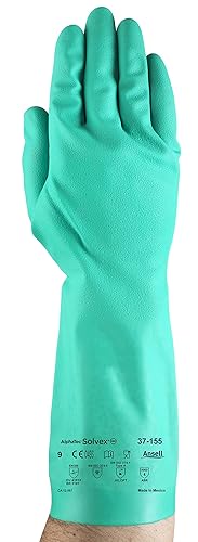 Ansell Solvex 37-155 Nitrile Industrial Chemical-Resistant Gloves for Food Handling, Mechanics, Utilities