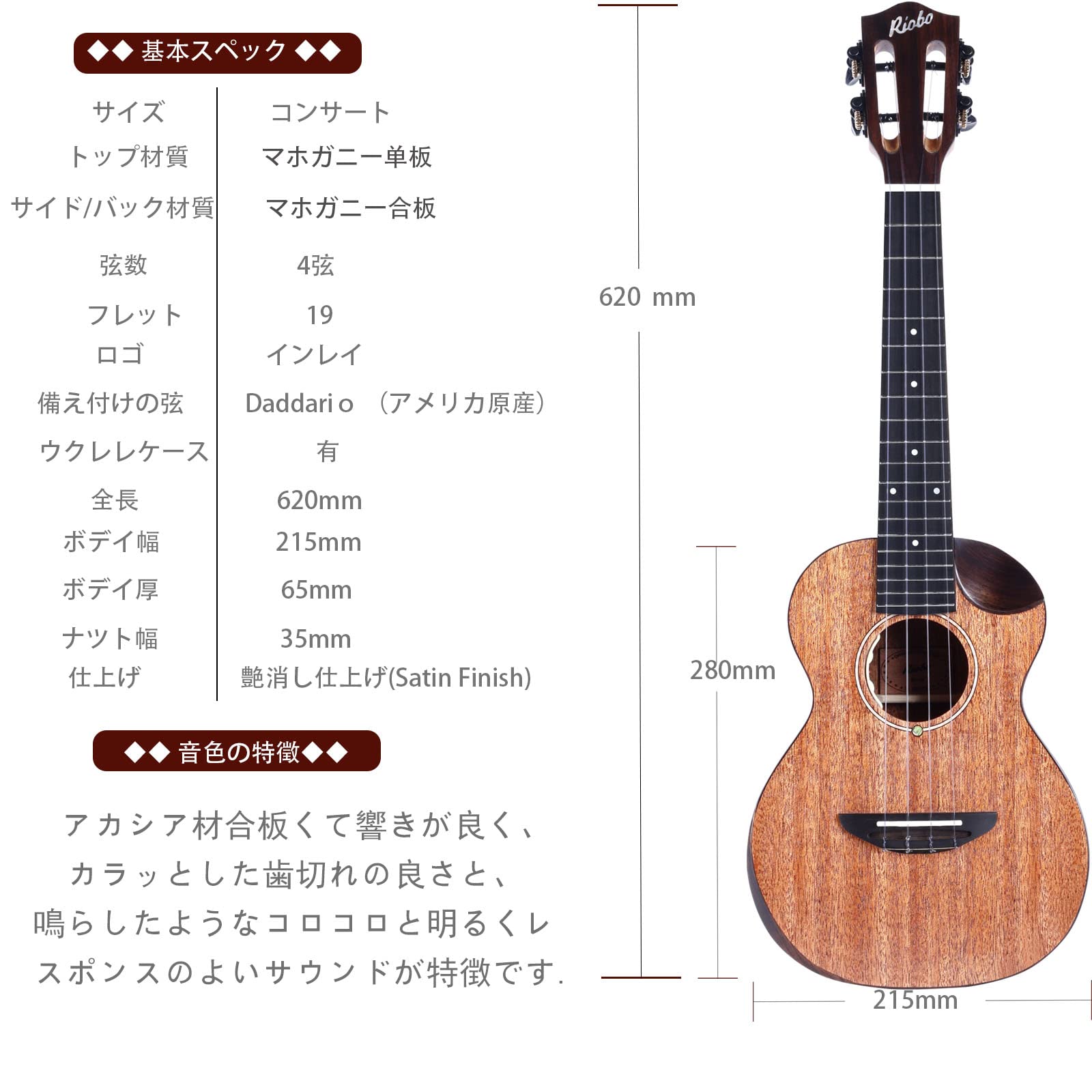 Amazon.co.jp: Riobo エレキウクレレ初心者セット コンサートサイズ