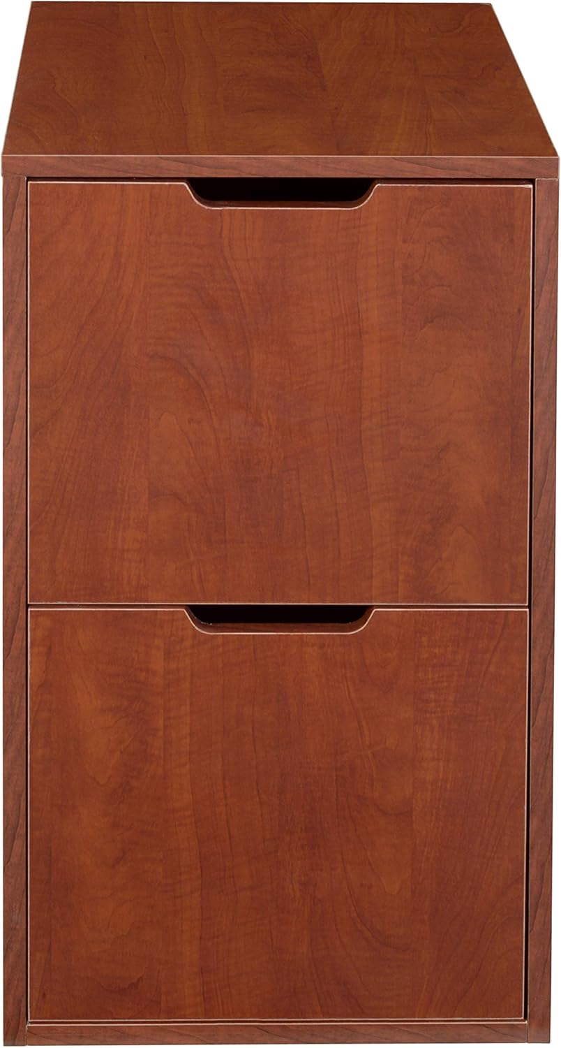 Niche Mod Freestanding Pedestal Two Drawer Filing Cabinet, White Wood Grain: Furniture & Decor