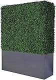 AGPL Artificial Boxwood Hedge Wall (38' Width* 12' Deep* 48' Height) with Dark Gray Stainless Steel Planter Box (48.0)