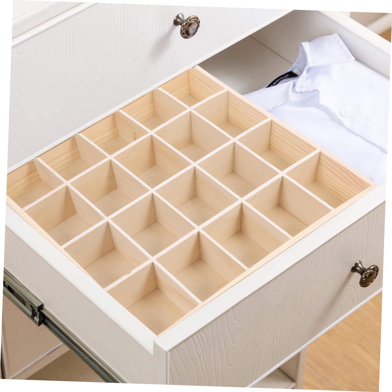 2 Pezzi Organizzatori per cassetti per Abbigliamento Calzini Intimo Trucco Articoli Vari Divisori in Legno con Coperchio per cassetti Organizzatori Cravatta Vestiti Cosmetici Contenitore per