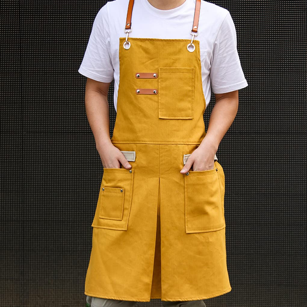 Delantal de trabajo para carpintería, carpintero, artesano, bricolaje, lona, taller, babero, bolsillos, al aire libre, barbacoa, cocina, delantales, baberos, ropa, negro
