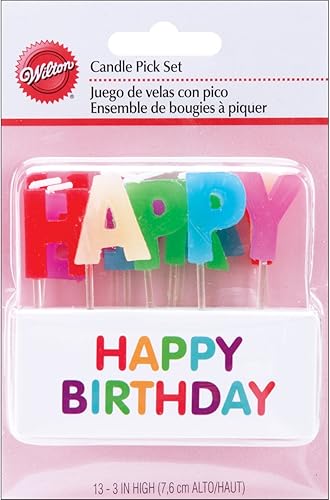 Miniatura 1 de Wilton Juego de púas de velas arcoíris de feliz cumpleaños, 3 pulgadas