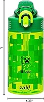 Vista 12 de Zak Designs Sage Minecraft Kids Water Bottle For School or Travel, 16oz Durable Plastic Water Bottle With Straw, Handle, and Leak-Proof, Pop-Up