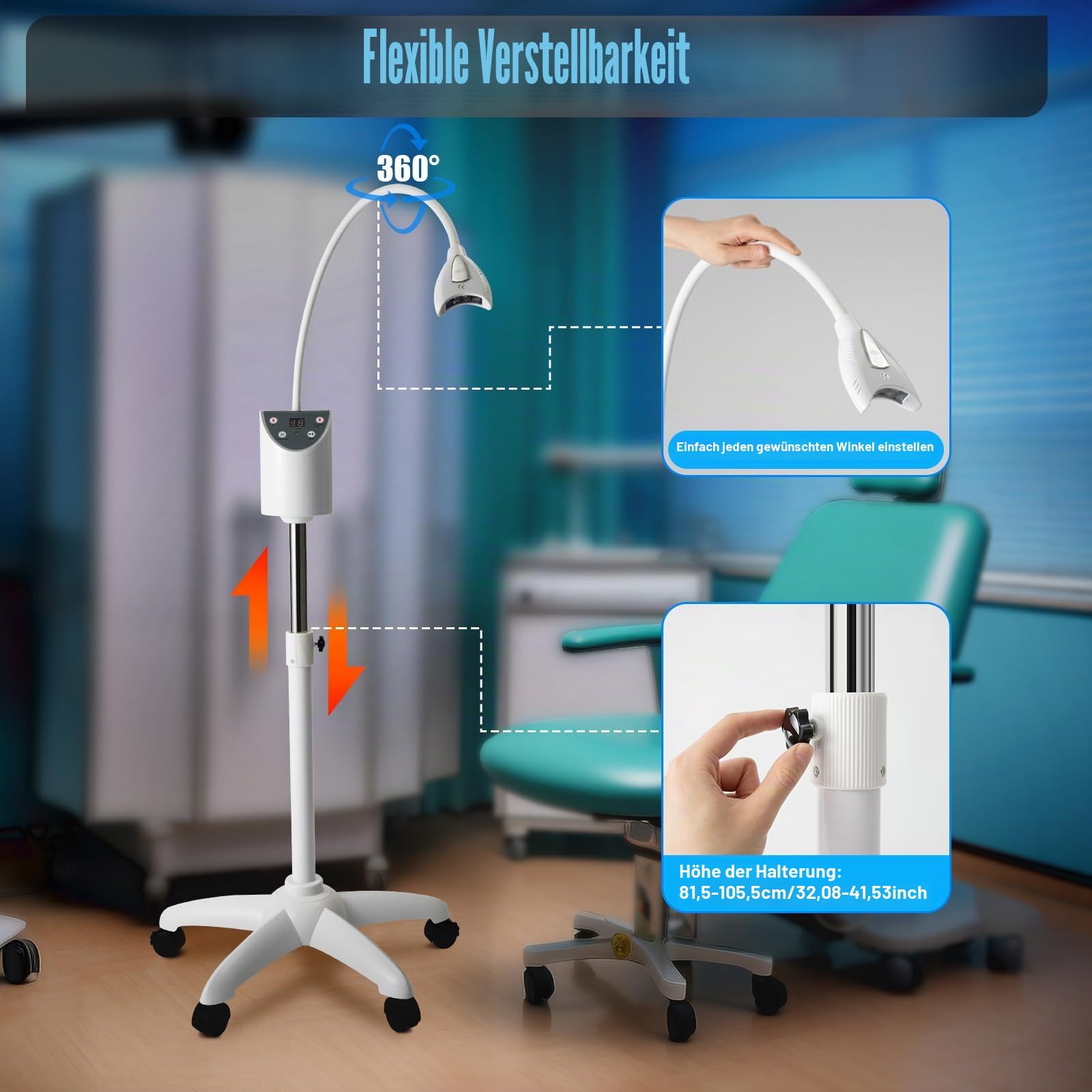 MINRS Dental LED Whitening Lampe Dental Teeth Whitening Accelerator Gerät Mobile Zähne Accelera Stand Licht Zahnaufhellung Aufhellung zähne Zahn Bleaching Dental Zahnweiss Lampe