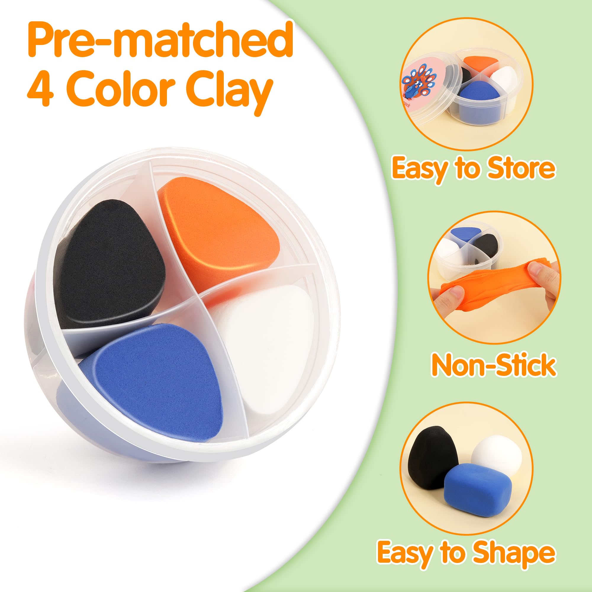 Helsort Air Dry Clay for Kids: 12 Modeling Clay Kit with Tutorial Cards & Video, 8 Sculpting Tools, Ultra Light & Soft - Image 4