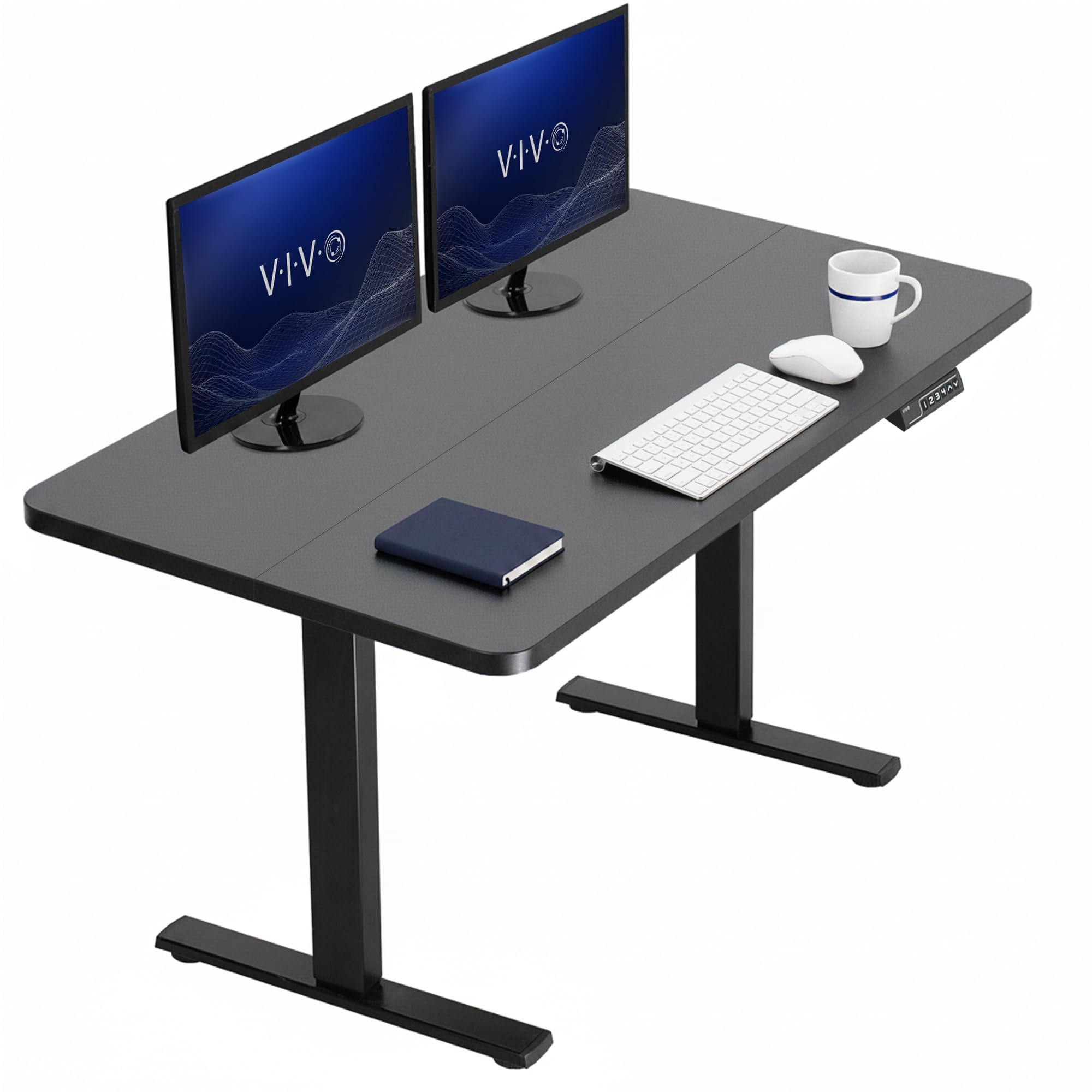 VIVO Black 43 x 24 in Standing Desk, DESK-1B4B | Electric, Holds 220 lbs, Sit Stand, Height Adjustable, Home Office, Memory Presets, 1B Series, Black Frame