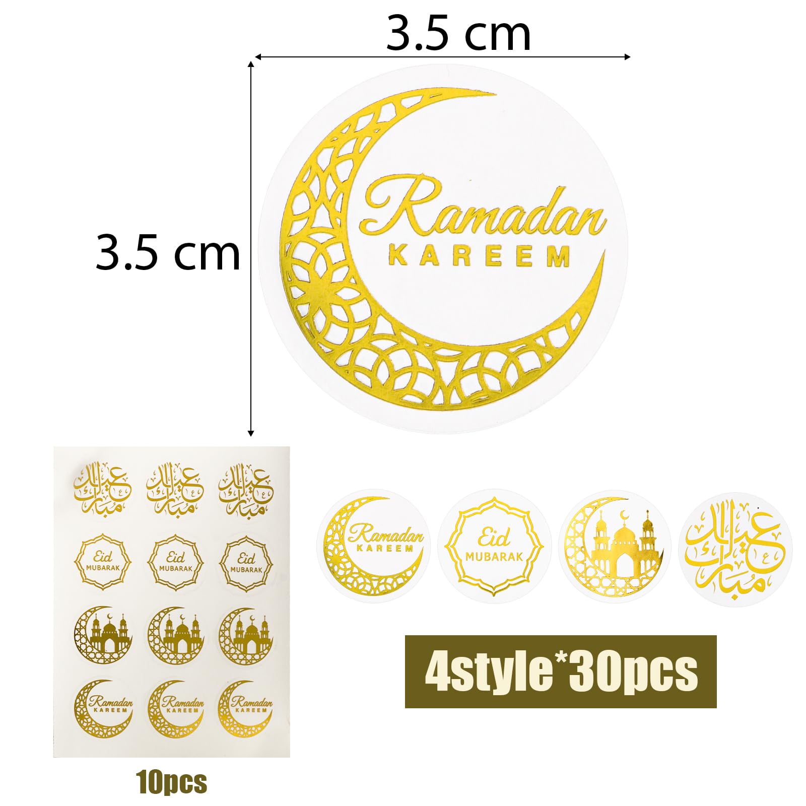 120 Stück Eid Mubarak Aufkleber – Bunte Ramadan-Dekoration Für Feiern & Geschenke