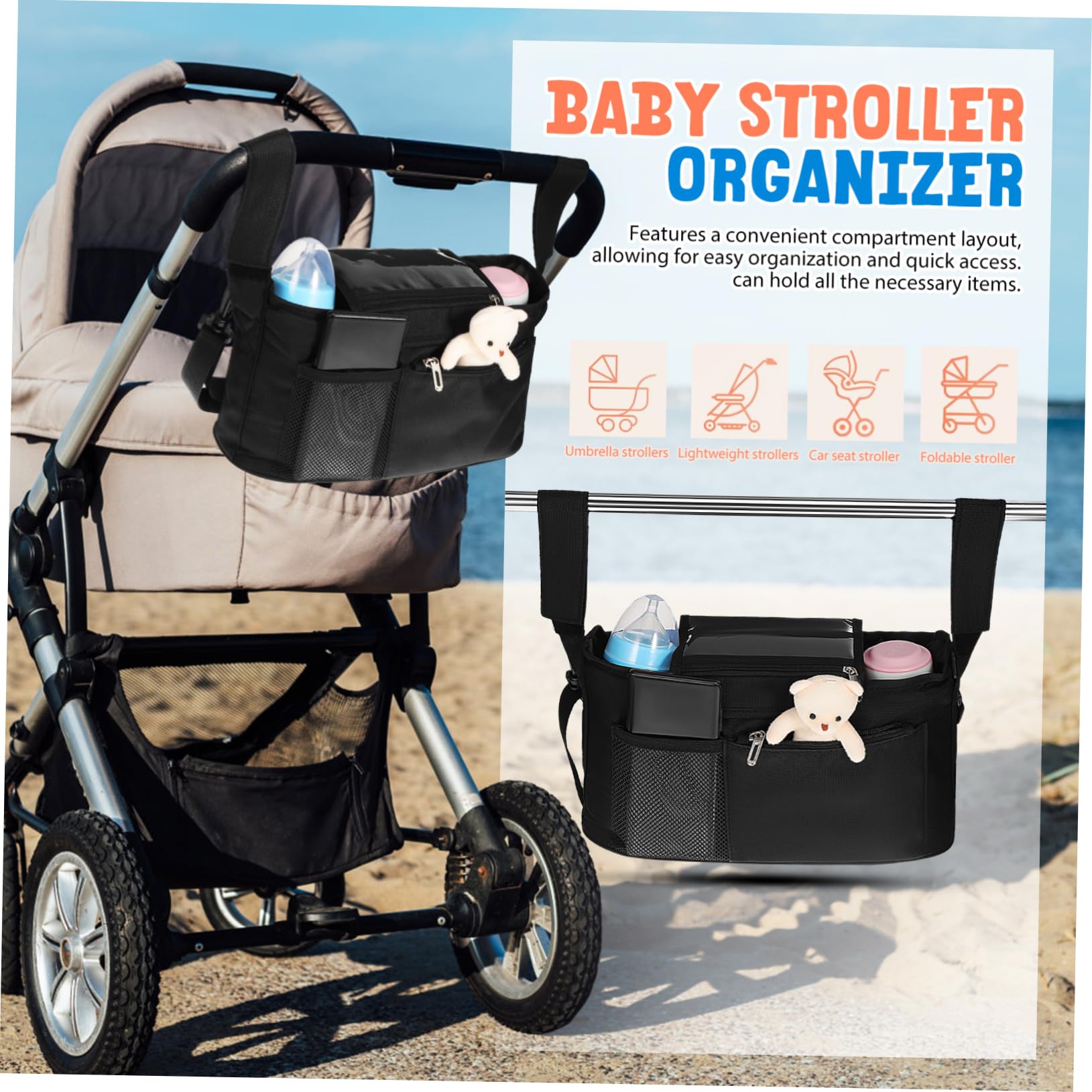 KOMBIUDA Organizer Per Passeggini Portabicchieri Capacità Accessorio Per Genitori