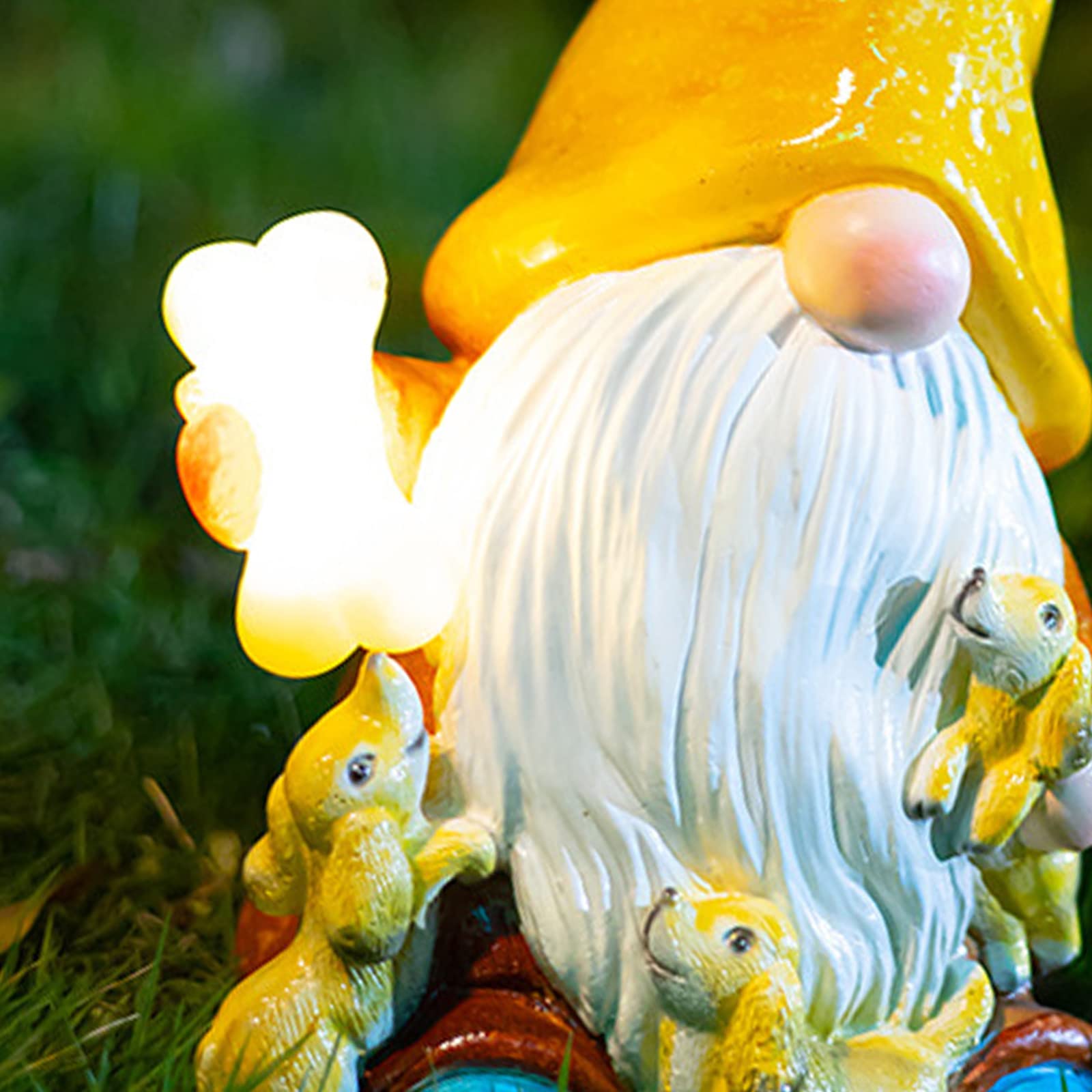 LYEAA Statue de nain décoratif en résine pour pelouse, travaux manuels, décoration de jardin, cadeaux imperméables pour les vacances, les pendaisons de crémaillère (jaune)