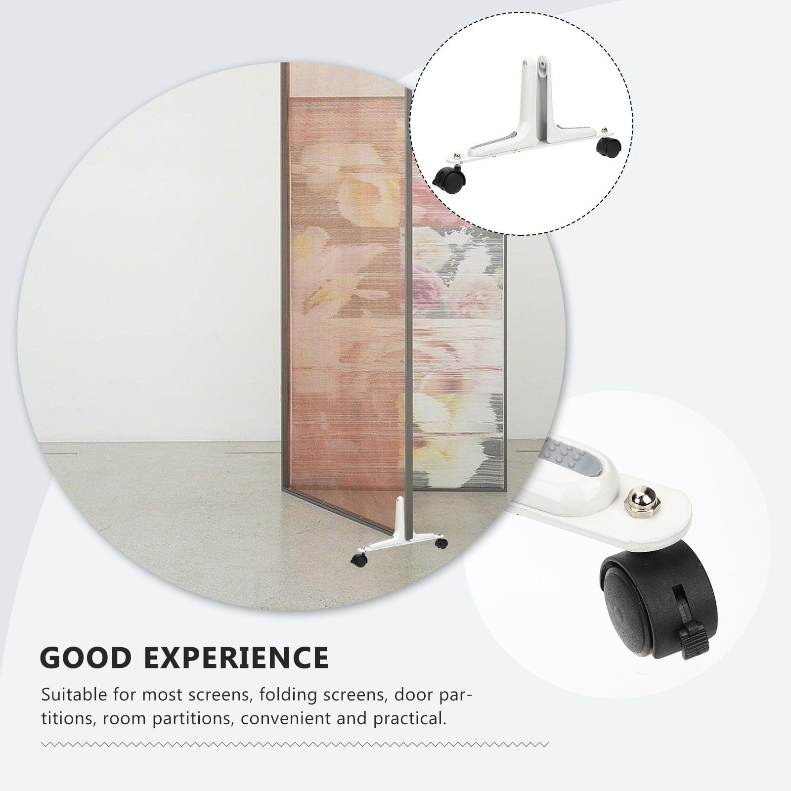 Soporte Divisor de Aleación de Zinc con Ruedas Móviles para Pantallas y Separadores de Ambientes en Sala y Dormitorio Blanco Resistente y Duradero