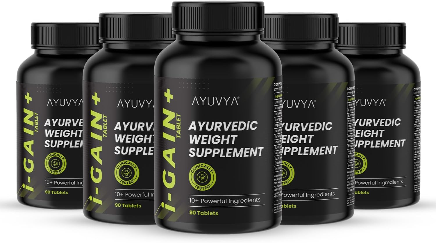 Ayuvya i-GAIN+ | Clinically Proven Ayurvedic Weight Gainer | Helps in Improving Appetite & Weight | Pack Of 5 | As Seen on Shark Tank