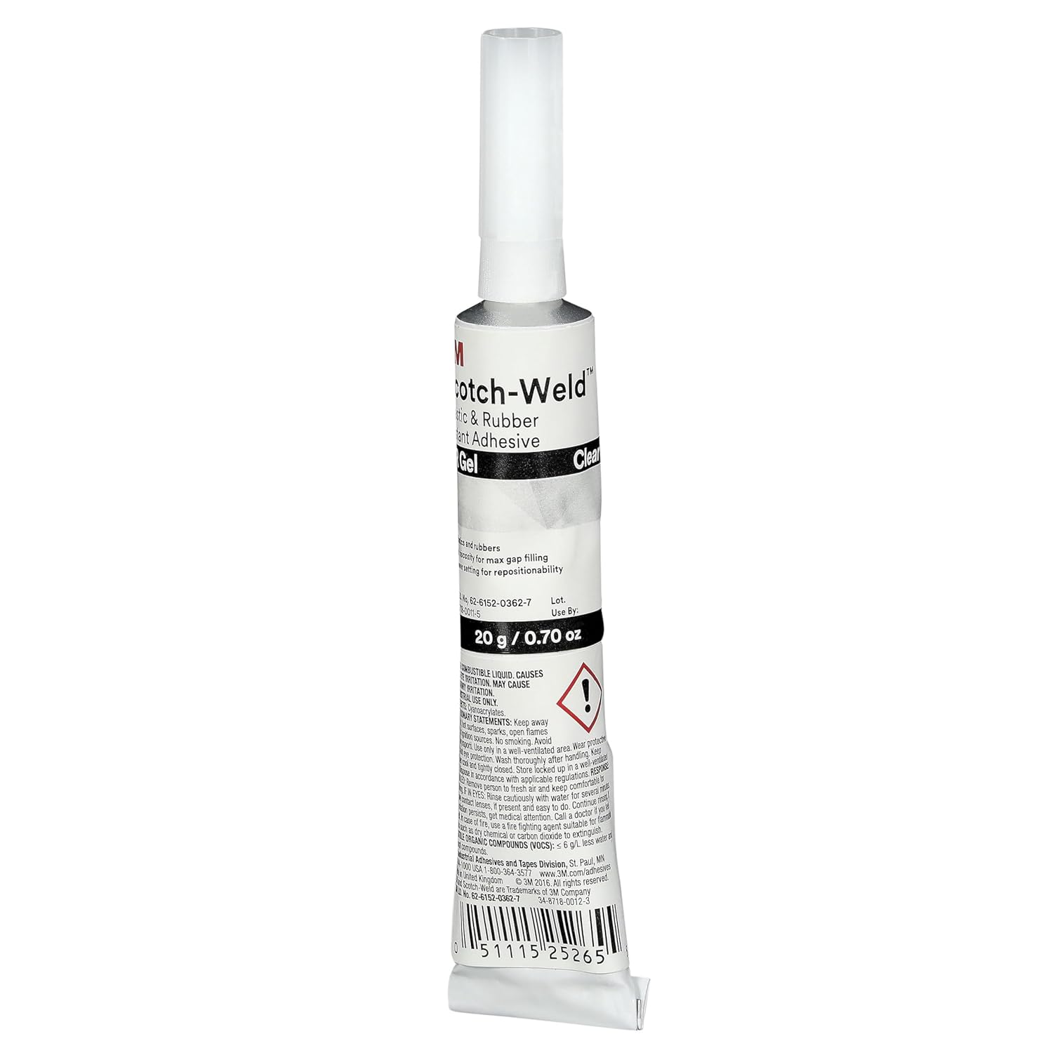 3M Scotch-Weld Plastic & Rubber Instant Adhesive PR Gel, Clear, 20 Gram Tube