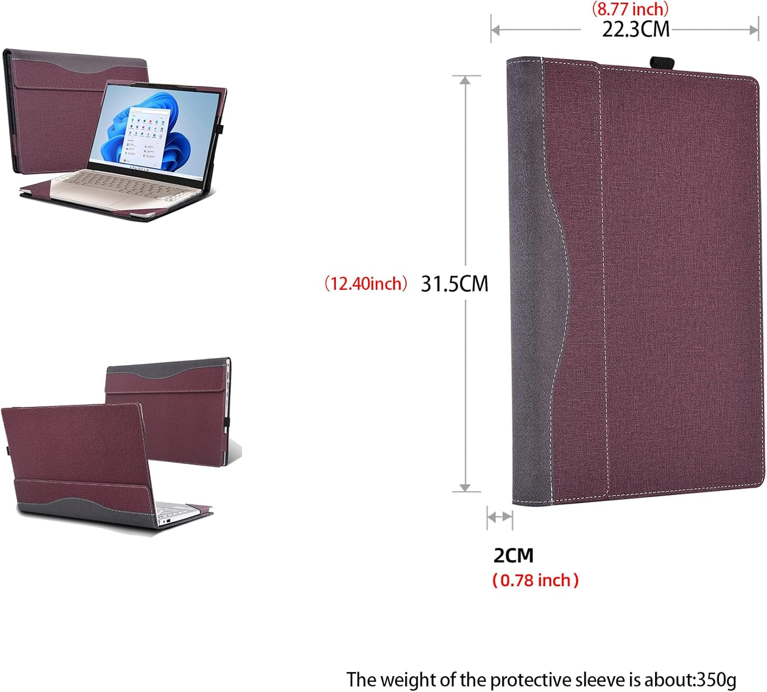 Laptop Cover for Lenovo Yoga 9i 14 2-in-1 Laptop 2024 |Yoga 9i 2-in-1 14 Gen 10 2025 14" Laptop All-Inclusive Drop-Proof Case PU Leather Inner Pocket Cover (Wine red)