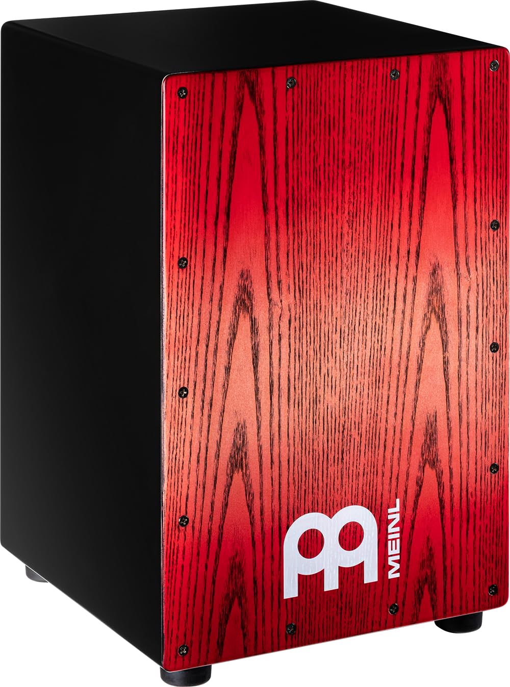 Meinl Percussion Headliner Snare Cajon, Schwarz und Rot (MCAJ100BK-TRF) | mit 2 Snare-Teppichen, Faserplatte und Weißesche