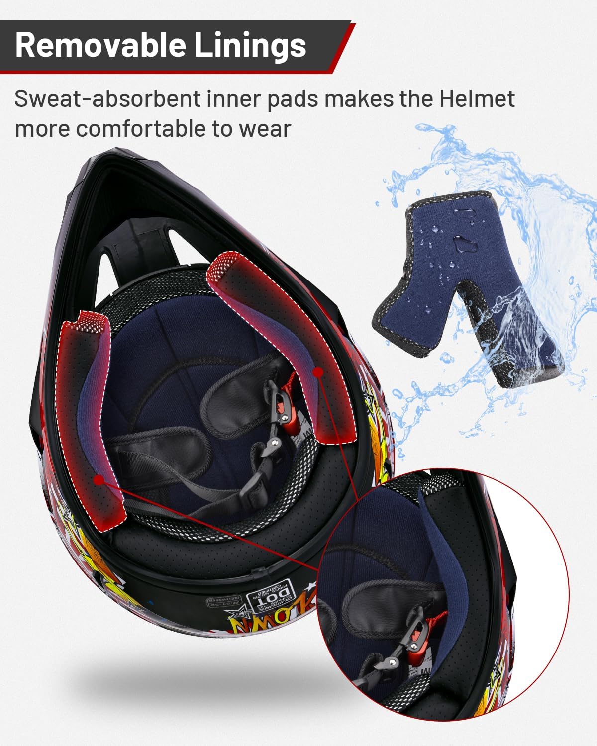 DOT Youth Dirt Bike Helmet with Goggles & Gloves for 5-14 Years Old, Youth ATV Helmets for Youth Boys Girls, Four Wheeler Helmet, Motocross BMX MX UTV Offroad Street Go Kart Dirt Bike Race Car - Image 5