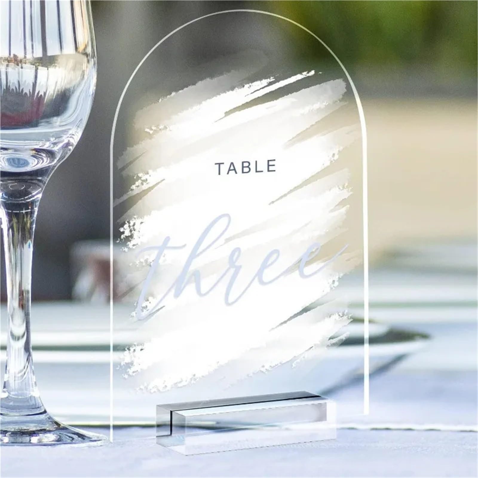 Segnale di Numero del Tavolo 10pcs Arched Acrylic Sheets with Stand DIY Arch Sign Blank for Wedding Menu Drink Bar List Signs Event Parties