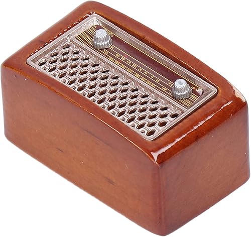 Miniatura 9 de Keenso Mini radio 112, exquisito modelo de radio simulado, muebles de casa de muñecas, antiguos para 112 accesorios de casa de muñecas, muebles de
