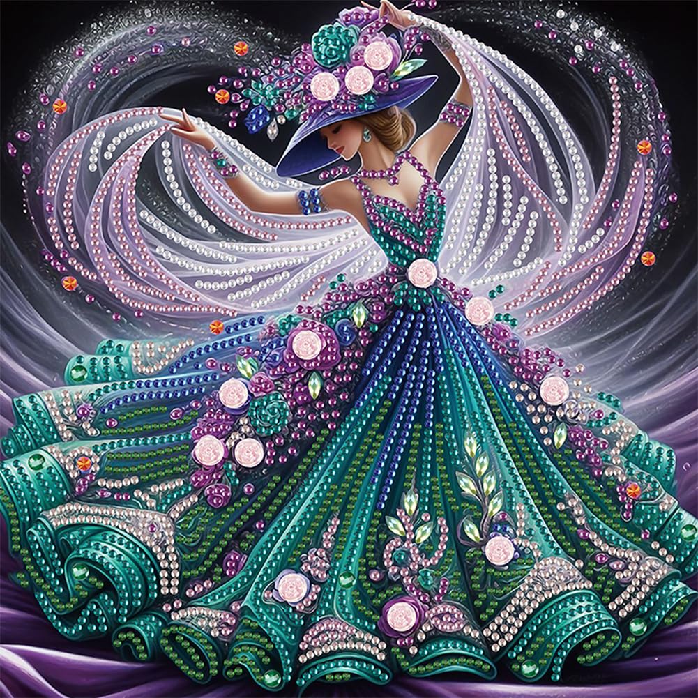 GETBSTOOP 5D DIY Partial Special Shaped Drill Diamond Painting Kit, DIY Girl Diamond Art Kits for Beginner, Rhinestone Home Wall Decoration Art Craft 30x30cm