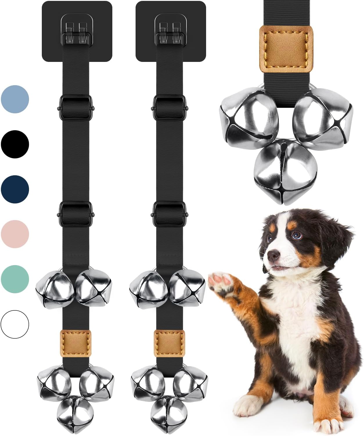 COOYOO 2 Pack Dog Doorbells for Potty Training - Adjustable Extra Loud Hanging Bells, Durable Puppy Housetraining Solution with 5 Large 1.5" Bells