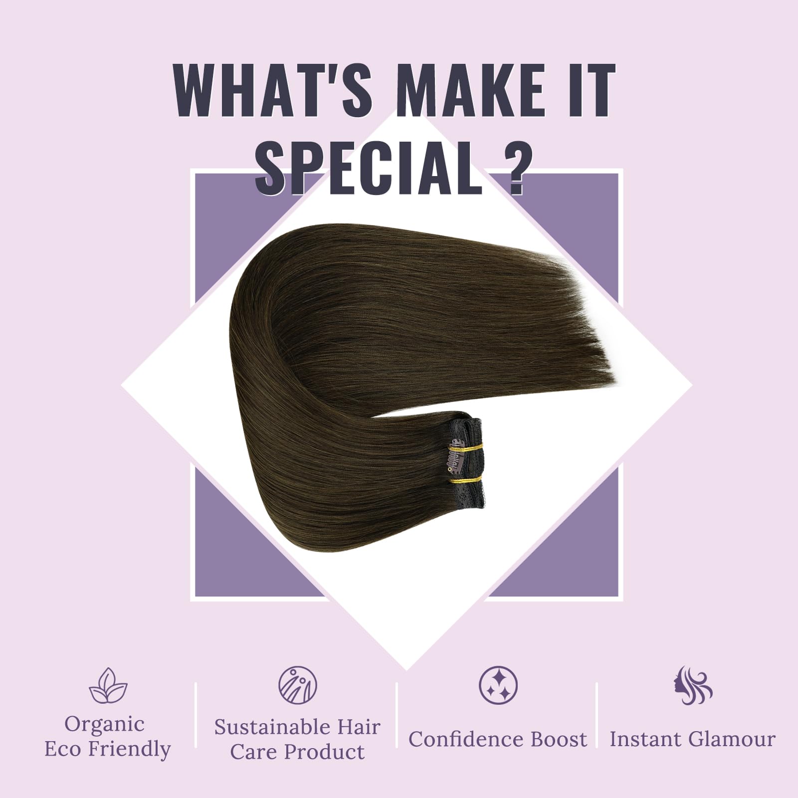 Fshine Darkest Brown Clip in Hair Extensions Human Hair Seamless Extensions Clip in Human Hair Brown Clip in Hair Extensions Natural Straight 16 Inch 135g - Image 4