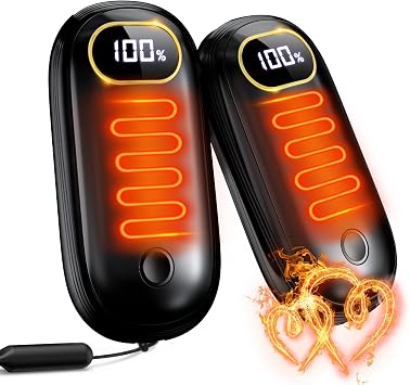 Hand Warmers Rechargeable 2 Pack Dual-SidedElectric Hand Warmer Rechargeable Reusable Pocket Warmer for Golf Raynauds Camping Women Man