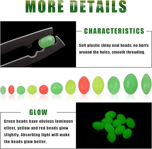 Miniatura 5 de Surtido de cuentas de pesca, 1000 unidades, huevos de cebo de pesca, plástico suave, ovalada, forma redonda, cuentas de brillo, mezcla de colores,