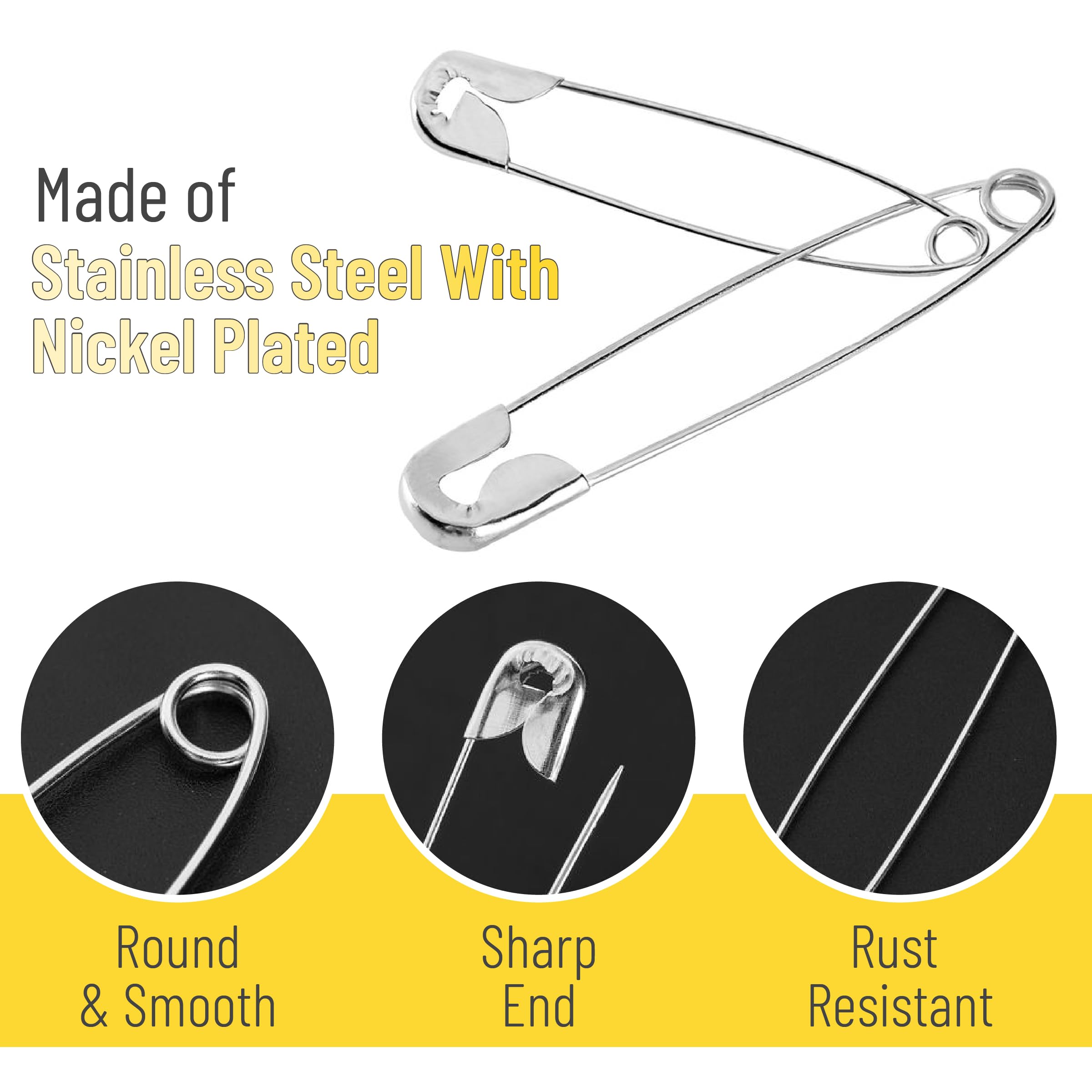 Mr. Pen - Oversize Safety Pins, 3 Inch, 30 Pack, Heavy Duty, Argentée - Image 4