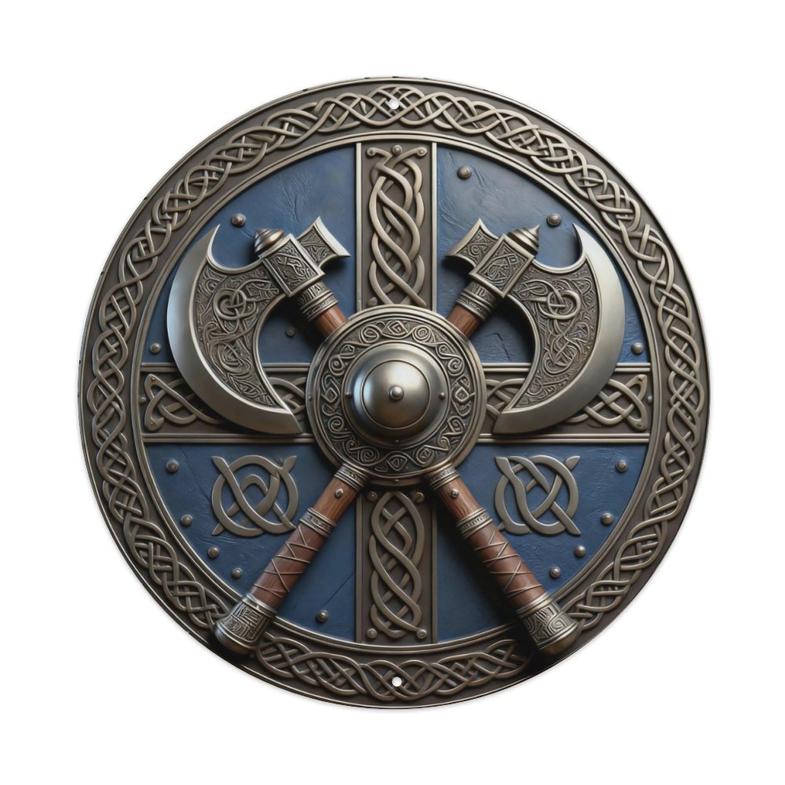 Zlatcbu Vintage Viking Shield With Double Axes Metal Tin Sign Retro Wall Art Poster, Decor For Home Living Room Bar Cafe Garage, 8X8 Inch