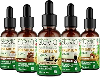Stevia Intl - (Pack of 5) Coffee Lovers Bundle with 5 Flavors. Stevia Liquid Drops. All Naturally Sweet, Non-Bitter, No Sugar Added, 0 Carb, 0 Calorie, Non-GMO, Vegan, Diabetic & Keto Friendly (1oz)