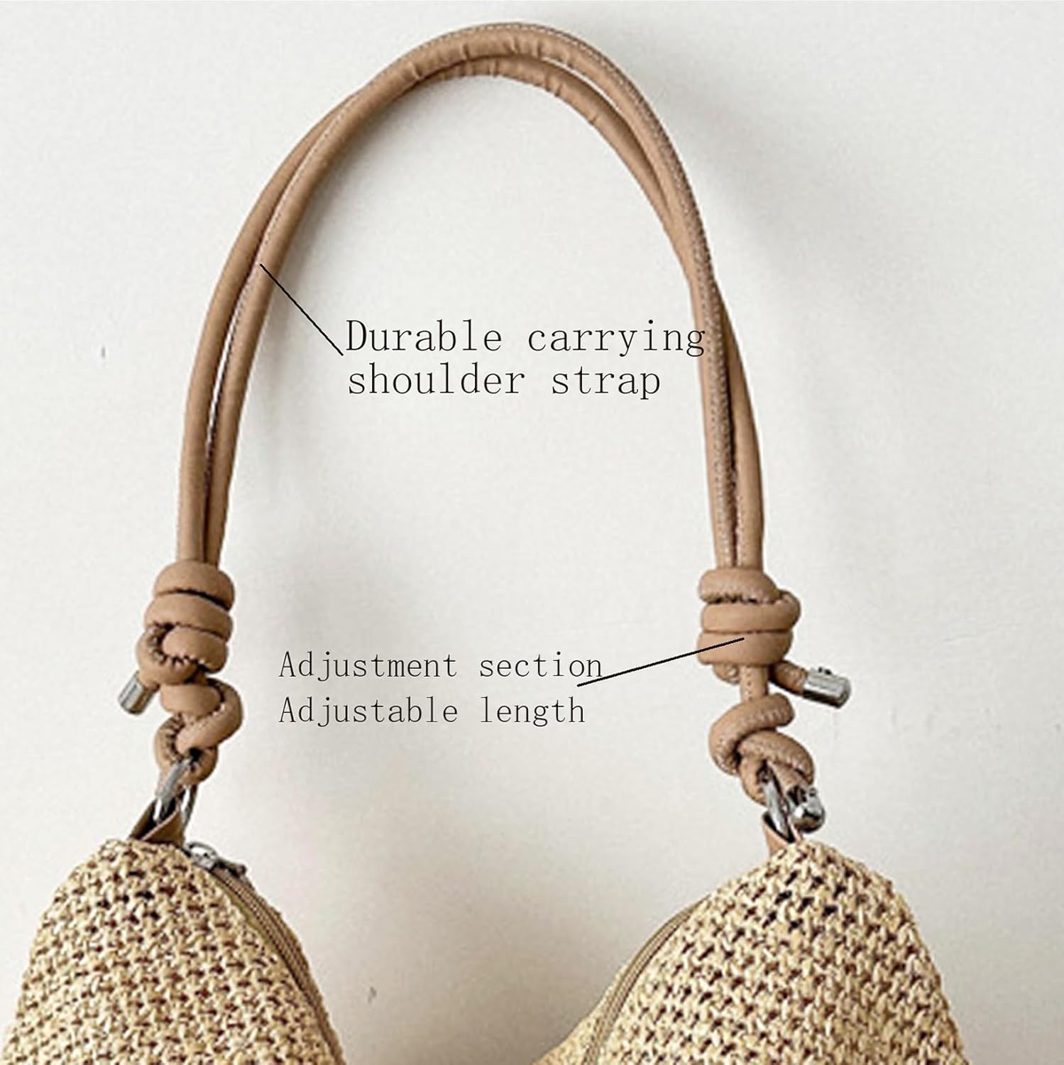 Casual Beach Tote Bag, Straw Beach Bag Fashion Shoulder Bag Crossbody Bag, For Beach Picnic Vacation - Image 4